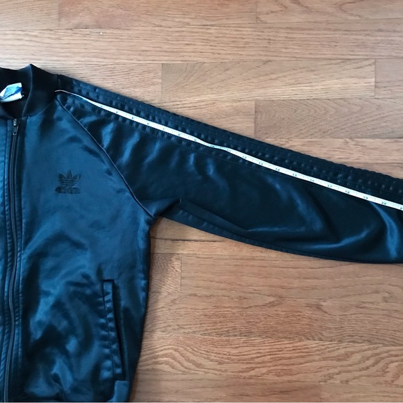 Old School Vintage Adidas Black Track Suit Jacket Size Small (XS) - Picture 8 of 15